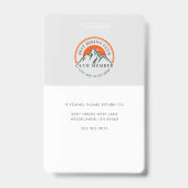 Foto-Mitarbeiter-ID des Wanderclubs Ausweis (Rückseite)