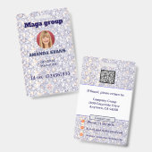Foto Mitarbeiter Logo oder QR CODE Glitter Ausweis (Vorder- & Rückseite)