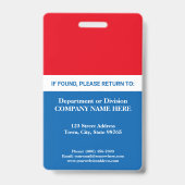 Foto-Mitarbeiter-Tricolor-ID einer beliebigen Farb Ausweis (Rückseite)