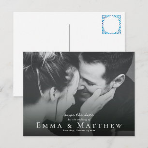 Foto Mittelmeerblaue Fliese Save-the-Date Postkarte