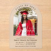 Foto Modern Arch Graduate Script Graduate Party Acryleinladungen (Vorderseite)