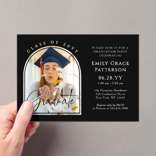 Foto Modern Arch Graduate Script Graduate Party Acryleinladungen (Insitu (Handheld))