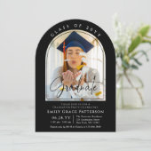 Foto Modern Arch Graduate Script Graduate Party Einladung (Stehend Vorderseite)