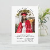 Foto Modern Arch Graduate Script Graduate Party Einladung (Stehend Vorderseite)