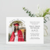 Foto Modern Arch Graduate Script Graduate Party Einladung (Stehend Vorderseite)