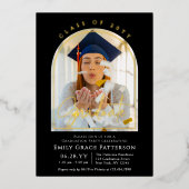 Foto Modern Arch Graduate Script Graduate Party Folieneinladung (Vorderseite)