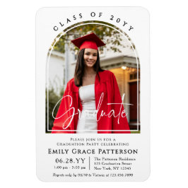 Foto Modern Arch Graduate Script Graduate Party Magnet