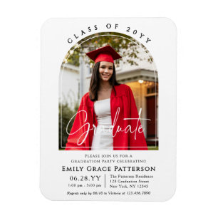 Foto Modern Arch Graduate Script Graduate Party Magnet
