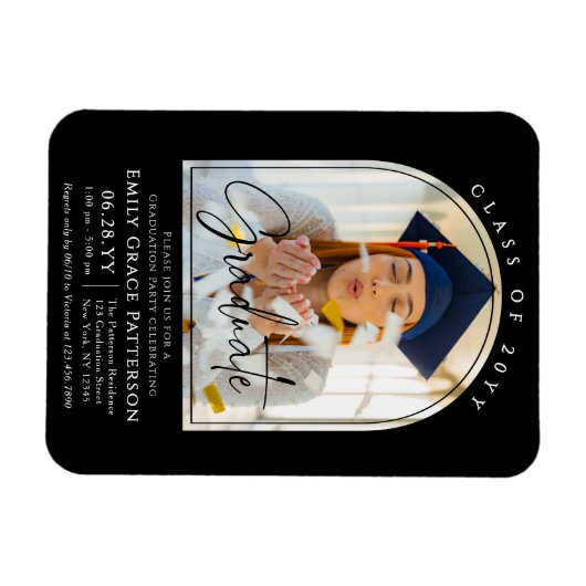 Foto Modern Arch Graduate Script Graduate Party Magnet (Horizontal)