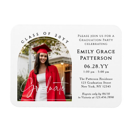 Foto Modern Arch Graduate Script Graduate Party Magnet (Horizontal)