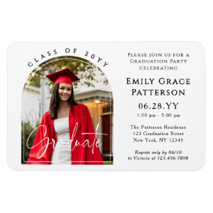 Foto Modern Arch Graduate Script Graduate Party Magnet
