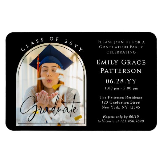 Foto Modern Arch Graduate Script Graduate Party Magnet (Horizontal)