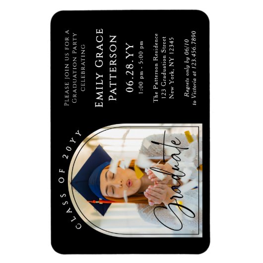 Foto Modern Arch Graduate Script Graduate Party Magnet (Vertikal)
