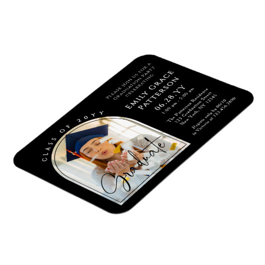 Foto Modern Arch Graduate Script Graduate Party Magnet (Linke Seite)