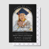 Foto Modern Arch Graduate Script Graduate Party Pergament Einladungen (Versetzt (Einladung))