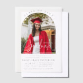 Foto Modern Arch Graduate Script Graduate Party Pergament Einladungen (Versetzt)