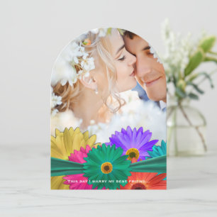 Foto Modern Emerald Bright Colorful Gerber Daisy Einladung