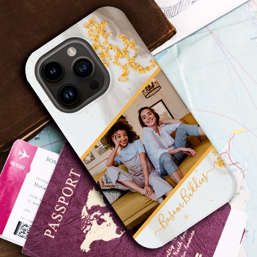 Foto Modern Gold Glitzer Black Marble Individuelle Case-Mate iPhone Hülle