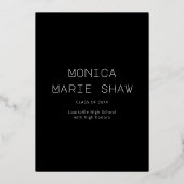 Foto Modern Grad Letters Gold Foil Abschluss Folieneinladung (Rückseite)