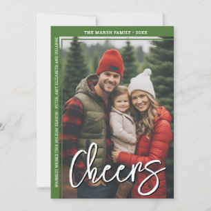 Foto Modern - Minimaler grüner Randversatz Cheers Feiertagskarte