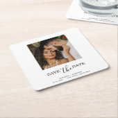 Foto Modern Monogramm Save the Date Rechteckiger Pappuntersetzer (angewinkelt)