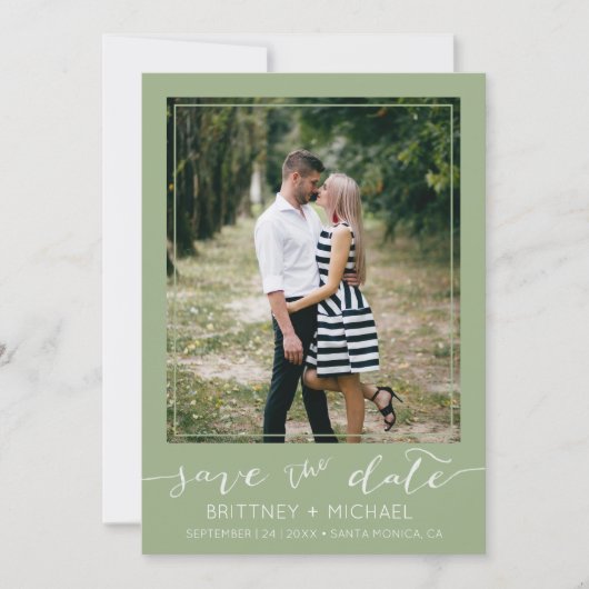 Foto Modern Sage Green Save the Date (Vorderseite)