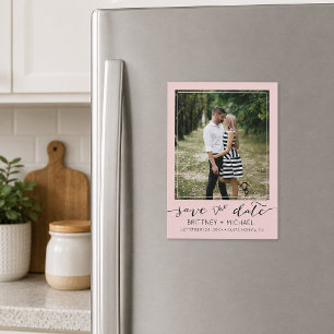 Foto Modern Save The Date Blush Rosa Magnetkarte