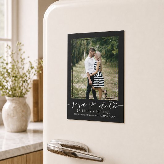 Foto Modern Save the Date schwarz Magnetkarte