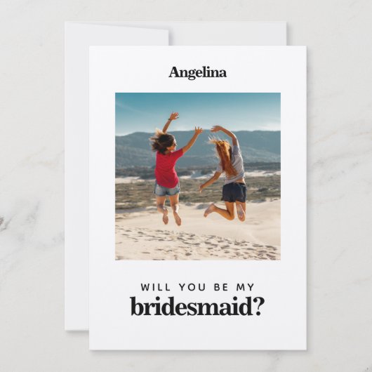 Foto Modern Simple Elegant Bridesmaid Vorschlag Einladung (Vorderseite)