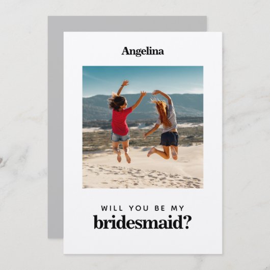 Foto Modern Simple Elegant Bridesmaid Vorschlag Einladung (Vorne/Hinten)