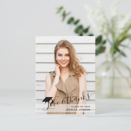 FOTO Modern Simple Eleganter Abschluss Vielen Dank Postkarte (Stehend Vorderseite)