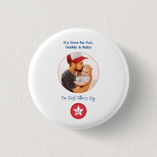 Foto Modern Simple Typografy First Vathday Button (Vorderseite)