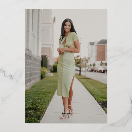 Foto Moderne Bogenschrift Abschluss Ankündigung (Rückseite)