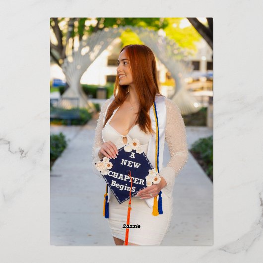 Foto Moderne Bogenschrift Abschluss Ankündigung (Rückseite)