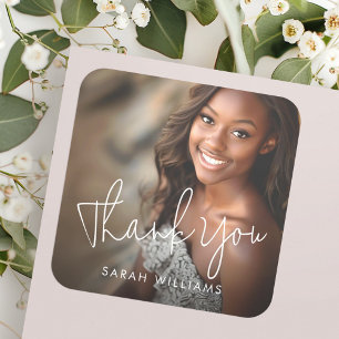 Foto Moderne Drehbuch Abschluss Vielen Dank Quadratischer Aufkleber