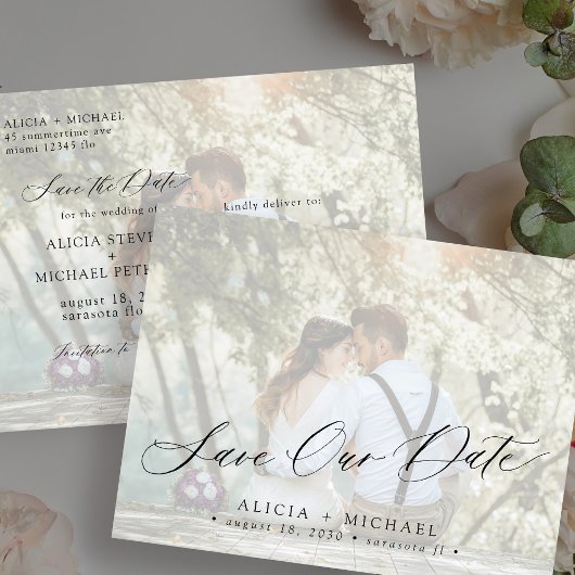 Foto Moderne, elegante Hochzeit Save the Date Postkarte