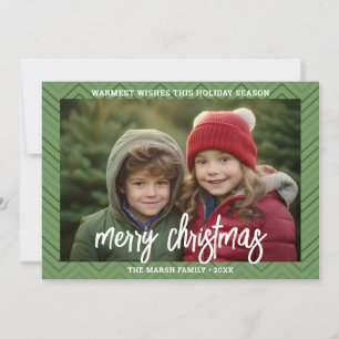 Foto Moderne grüne Chevron-Rahmen Frohe Weihnachte Feiertagskarte