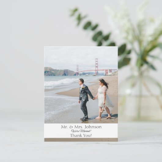 Foto Moderne Hochzeit Dankeschön Karte - Niedriger (Stehend Vorderseite)