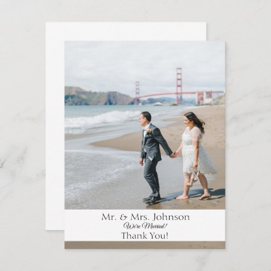 Foto Moderne Hochzeit Dankeschön Karte - Niedriger (Vorne/Hinten)