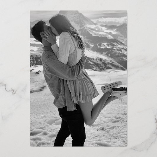 Foto Moderne Hochzeiten speichern das Datum Rose G Folieneinladung (Rückseite)