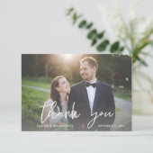 Foto Moderne Kalligraphie 3 Dankeschön Karte (Stehend Vorderseite)