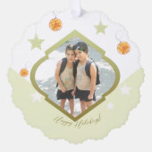 Foto Moderne, maßgeschneiderte Sterne und orangefa Ornament Karte (Vorderseite)