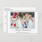Foto Moderne Minimalistisch frohe Weihnachtsgrüße Ankündigungspostkarte (Vorne/Hinten)