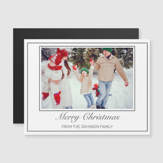 Foto Moderne Minimalistisch frohe Weihnachtsgrüße Magnetkarte (Vorne/Hinten)
