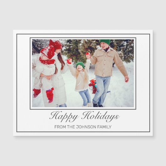 Foto Moderne Minimalistische Feiertage Gruß Magnetkarte (Vorderseite)