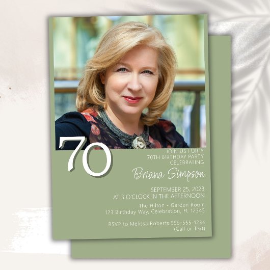 Foto Moderne Minimalistische Szene Grün 70. Geburt Einladung