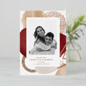 Foto Moderne Rose Gold Foil Save the Date Folieneinladung (Stehend vorne)