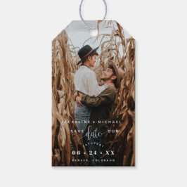 Foto, Moderne Schriftzeichen-Hochzeit speichern Si Geschenkanhänger