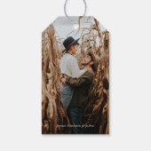 Foto, Moderne Schriftzeichen-Hochzeit speichern Si Geschenkanhänger (Rückseite)