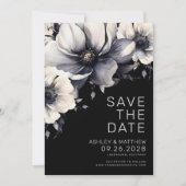 Foto Moderne Schwarze Flora Hochzeit Save The Date (Vorderseite)